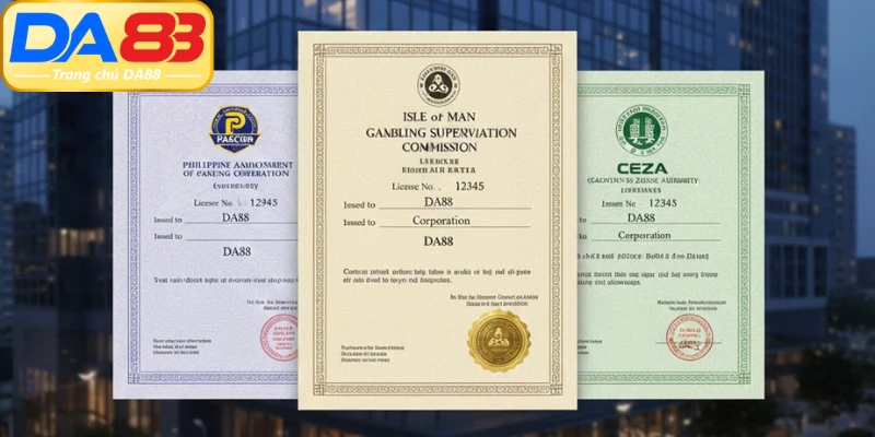 Giấy phép cá cược hợp pháp của nhà cái DA88 từ tổ chức Isle of Man và PAGCOR